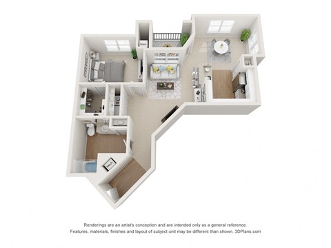 Floor plan for 1 bed, 1 bath